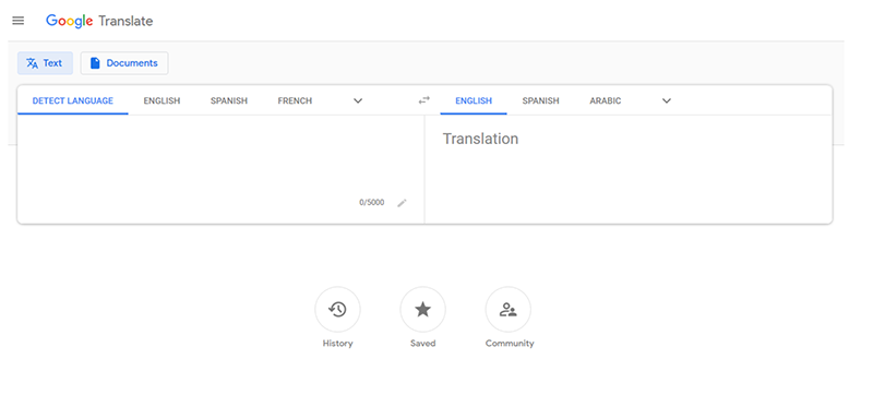 Snapshot of Google Translate, a Great Free Translation tool