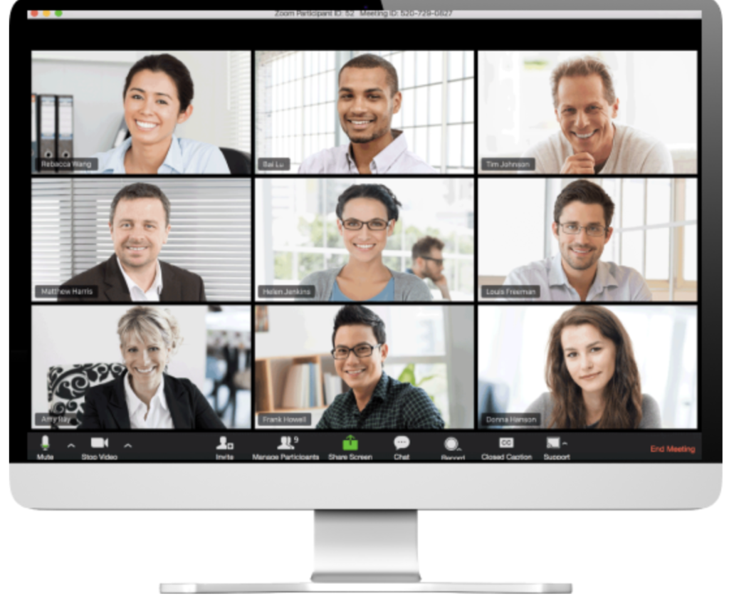 Example of Zoom video conferencing for those working from home