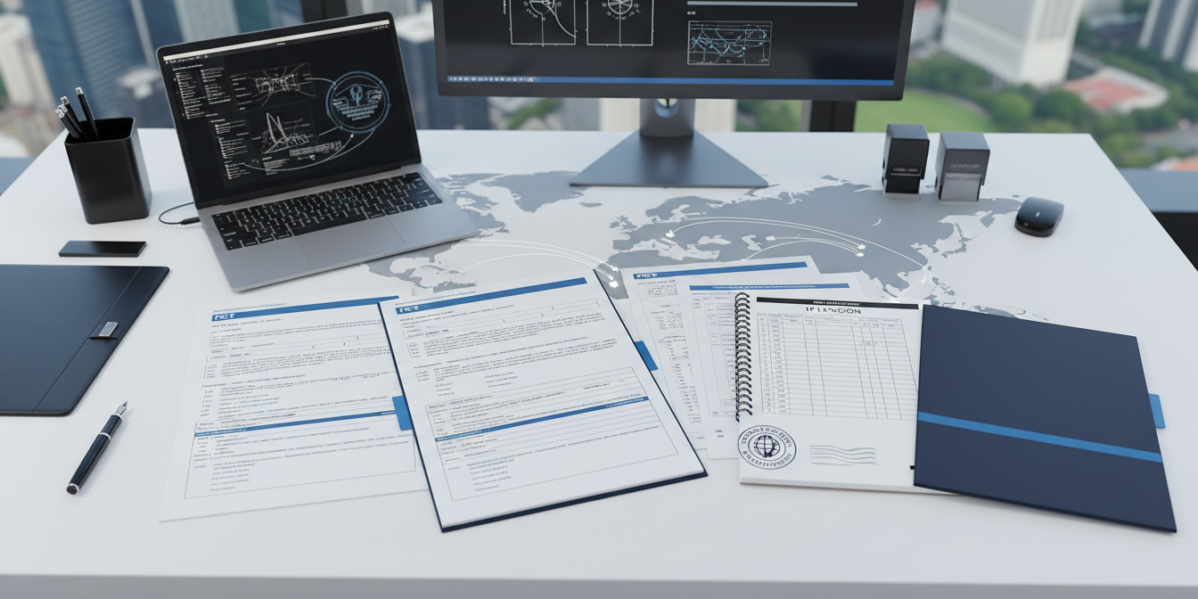 Modern patent translation workspace with PCT documents, languages, and skyline view.