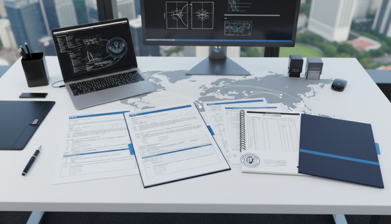 Modern patent translation workspace with PCT documents, languages, and skyline view.